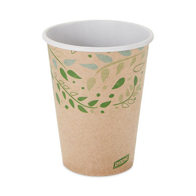 DXE2342R EcoSmart Recycled Fiber Hot/Cold Cups, 12 oz, Paper, Kraft/Green, 50/Sleeve, 20 Sleeves/Carton