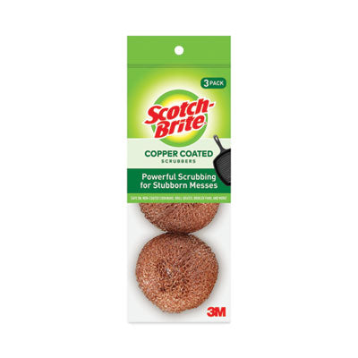 MMM213C Metal Scrubbing Pads, 2.25 x 2.75, Copper, 3/Pack, 8 Packs/Carton