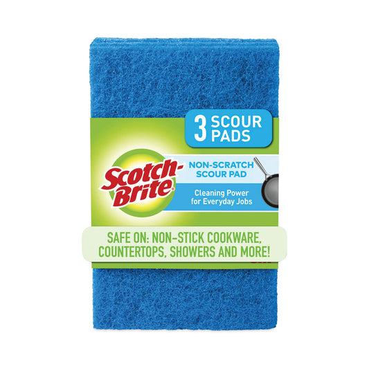 MMM62310 Non-Scratch Scour Pads, 3 x 6, Blue, 10/Carton