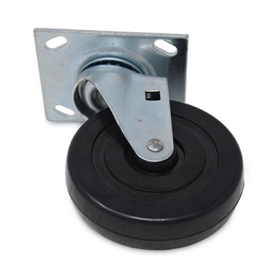 SGS4402L1 Replacement Plate Casters, Rigid Mount Plate, 5" Rubber Wheel, Black