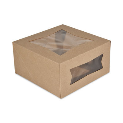 SCH24053K Kraft Window Bakery Boxes, 8 x 8 x 4, Brown, Paper, 150/Carton