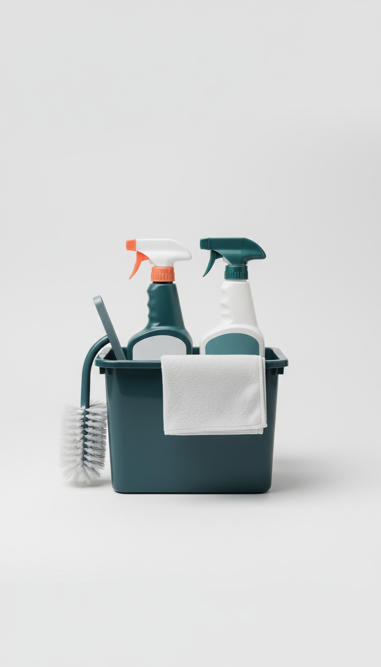 Janitorial supply caddy with pre-stocked tools