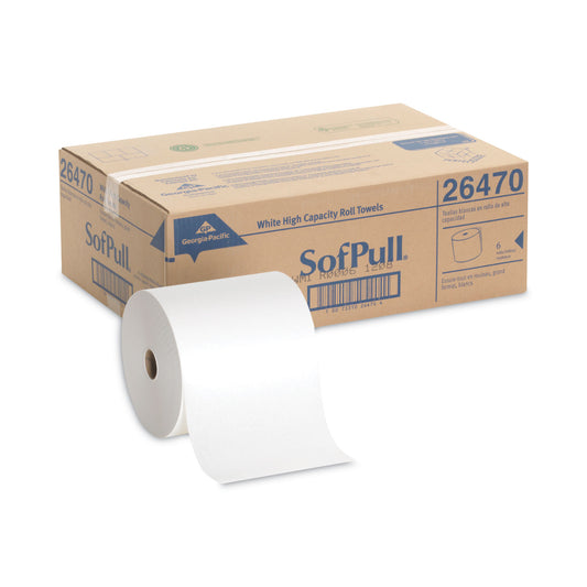 GPC26470 SofPull Hardwound Roll Paper Towel, Nonperforated, 1-Ply, 7.87" x 1,000 ft, White, 6 Rolls/Carton
