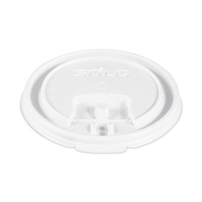 SCCLB3081 Lift Back and Lock Tab Lids for Paper Cups, Fits 8 oz Hot Cups, Plastic, White, 100/Sleeve, 10 Sleeves/Carton