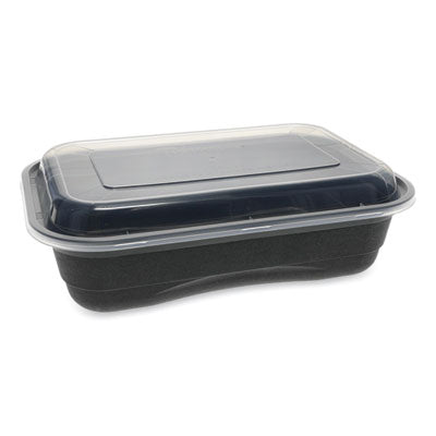 PCTNV2GRT3688B EarthChoice Versa2Go Microwaveable Container, 36 oz, 8.4 x 5.6 x 2, Black/Clear, Plastic, 150/Carton