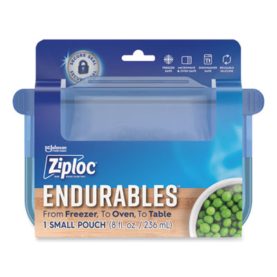 SJN339965 Endurables Silicone Pouches, Small, 8 oz, 7.4" x 5.9", Clear, 8/Carton