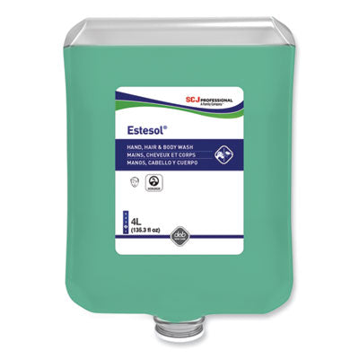 SJNHAB4LTR Estesol Hand, Hair and Body Cleaner Manual Cartridge, Rainforest Scent, 4 L, 4/Carton
