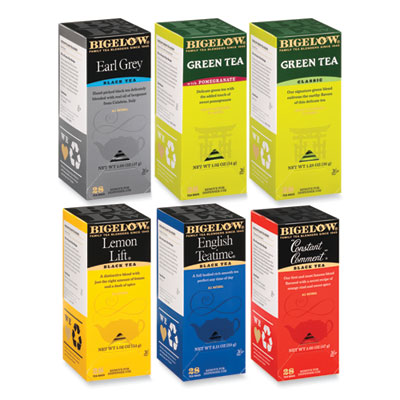 BTC15577 Assorted Tea Packs, Six Flavors, 28/BX, 168/Carton BIGELOW TEA CO.