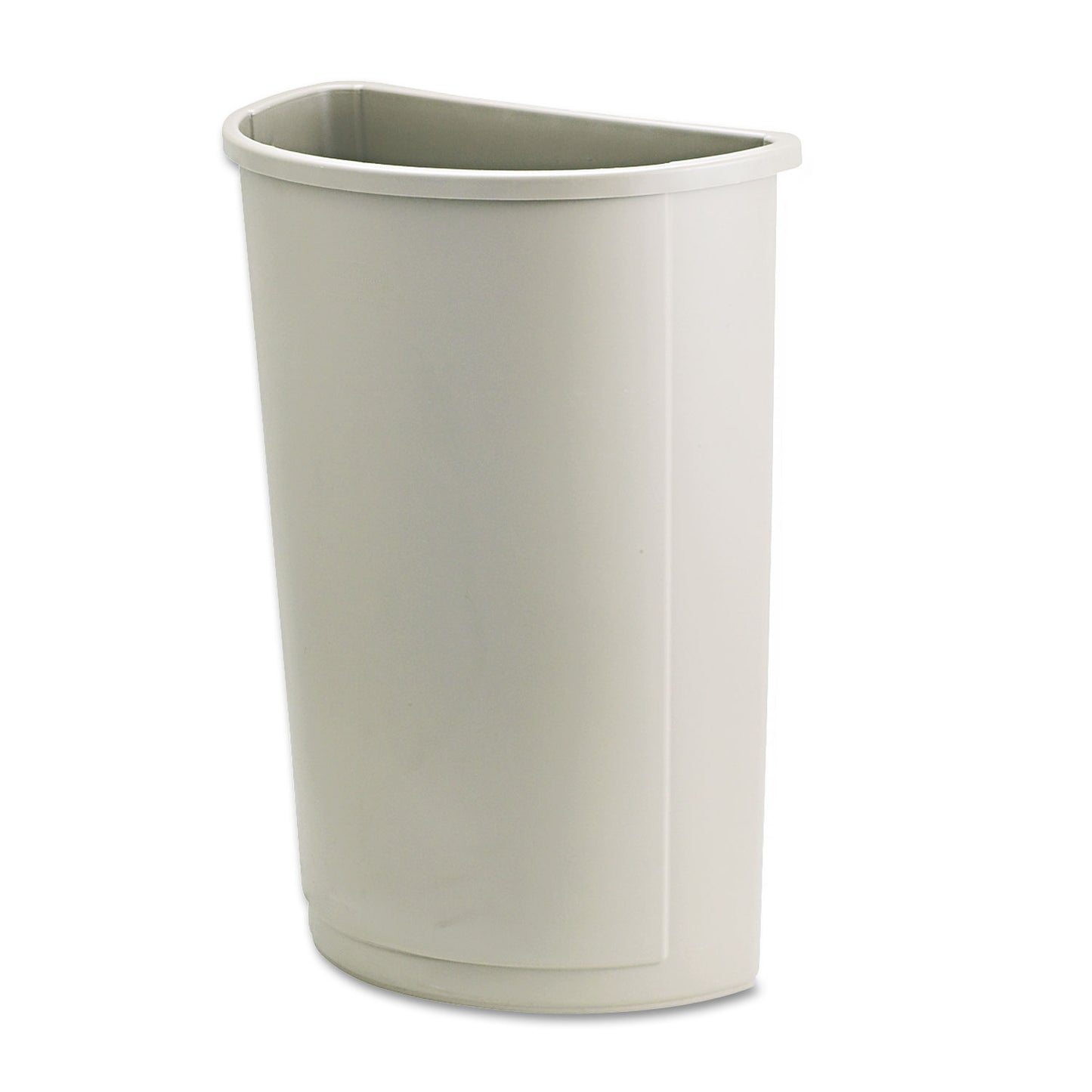 RCP352000BG Untouchable Half-Round Plastic Receptacle, 21 gal, Plastic, Beige
