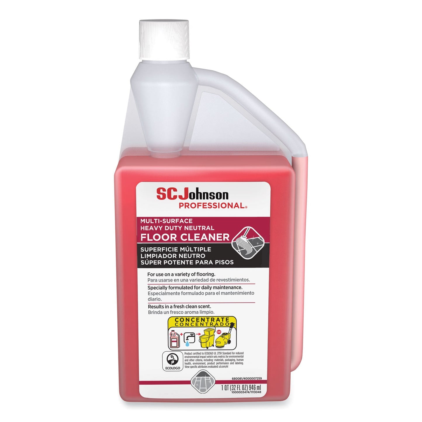 SJN680081 Heavy Duty Neutral Floor Cleaner, Fresh Scent, 32 oz Squeeze and Pour Bottle, 6/Carton SC Johnson Professional