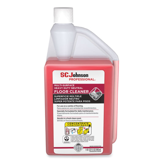 SJN680081 Heavy Duty Neutral Floor Cleaner, Fresh Scent, 32 oz Squeeze and Pour Bottle, 6/Carton SC Johnson Professional