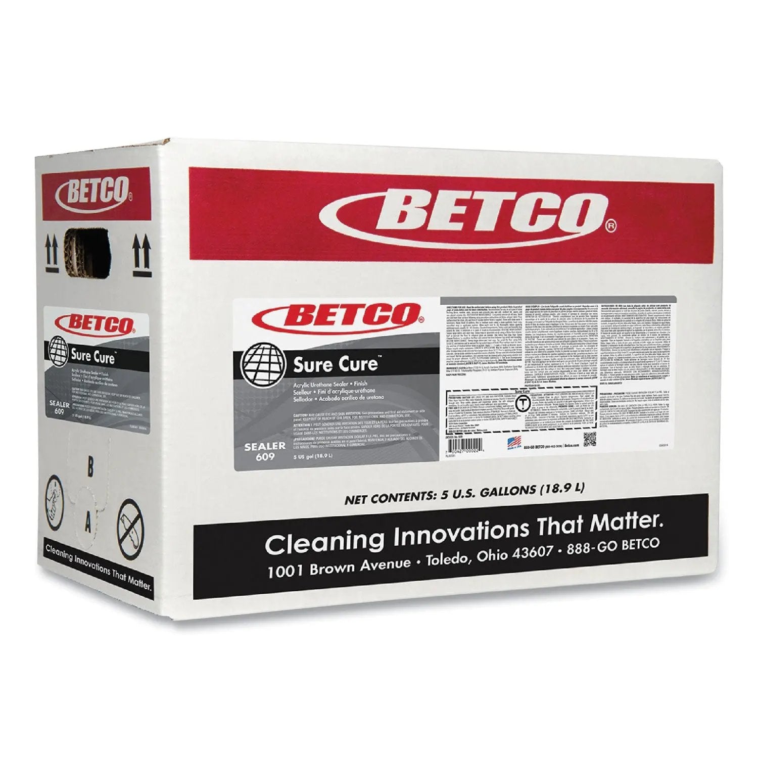 BET609B500 Sure Cure Urethane Fortified Sealer/Finish, 5 gal Bag-in-Box Betco