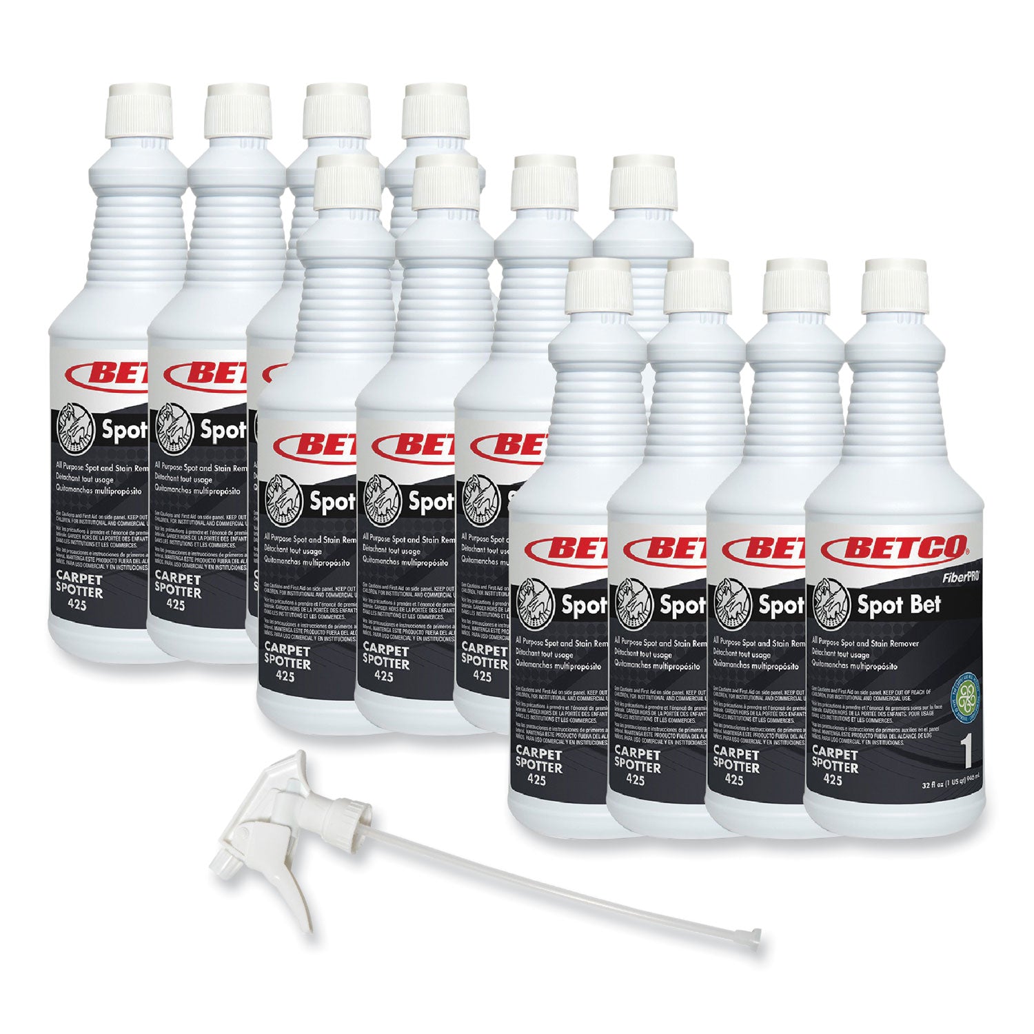 BET4251200 FiberPro Spot Bet Stain Remover, Country Fresh Scent, 32 oz Bottle, 12/Carton Betco