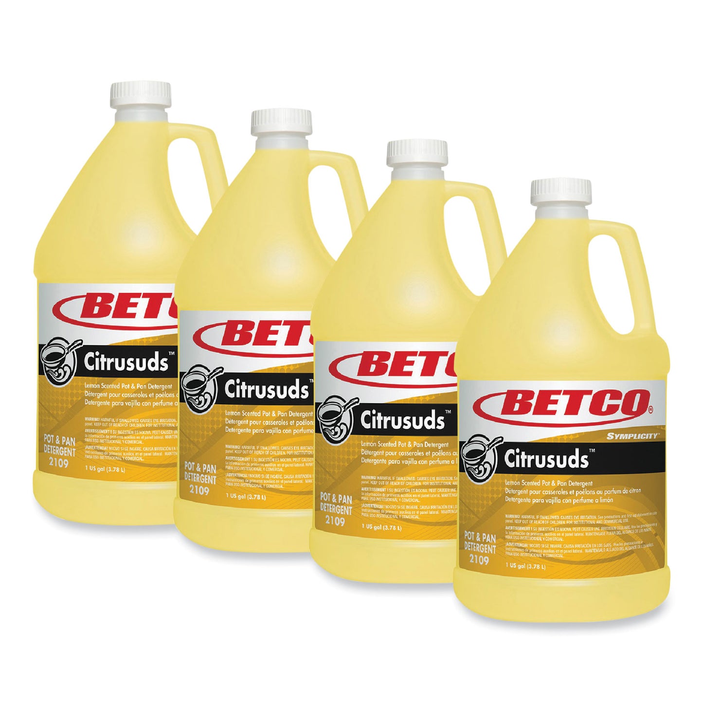BET21090400 Symplicty Citrusuds Manual Dishwashing Detergent, Lemon Scent, 1 gal Bottle, 4/Carton