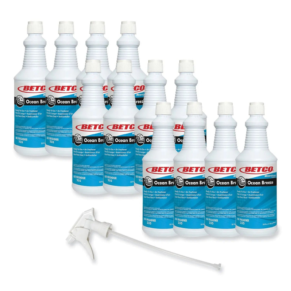 BET2351200 BestScent Ocean Breeze RTU Deodorizer, Ocean Breeze Scent, 32 oz Spray Bottle, 12/Carton Betco