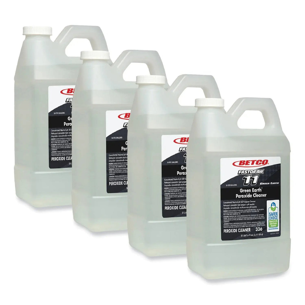 BET3364700 Green Earth FastDraw Peroxide Cleaner, Fresh Mint Scent, 2 L Bottle, 4/Carton Betco