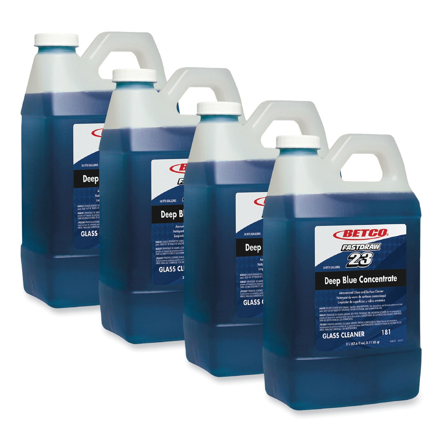 BET1814700 Deep Blue FastDraw Glass and Surface Cleaner, 2 L Bottle, 4/Carton