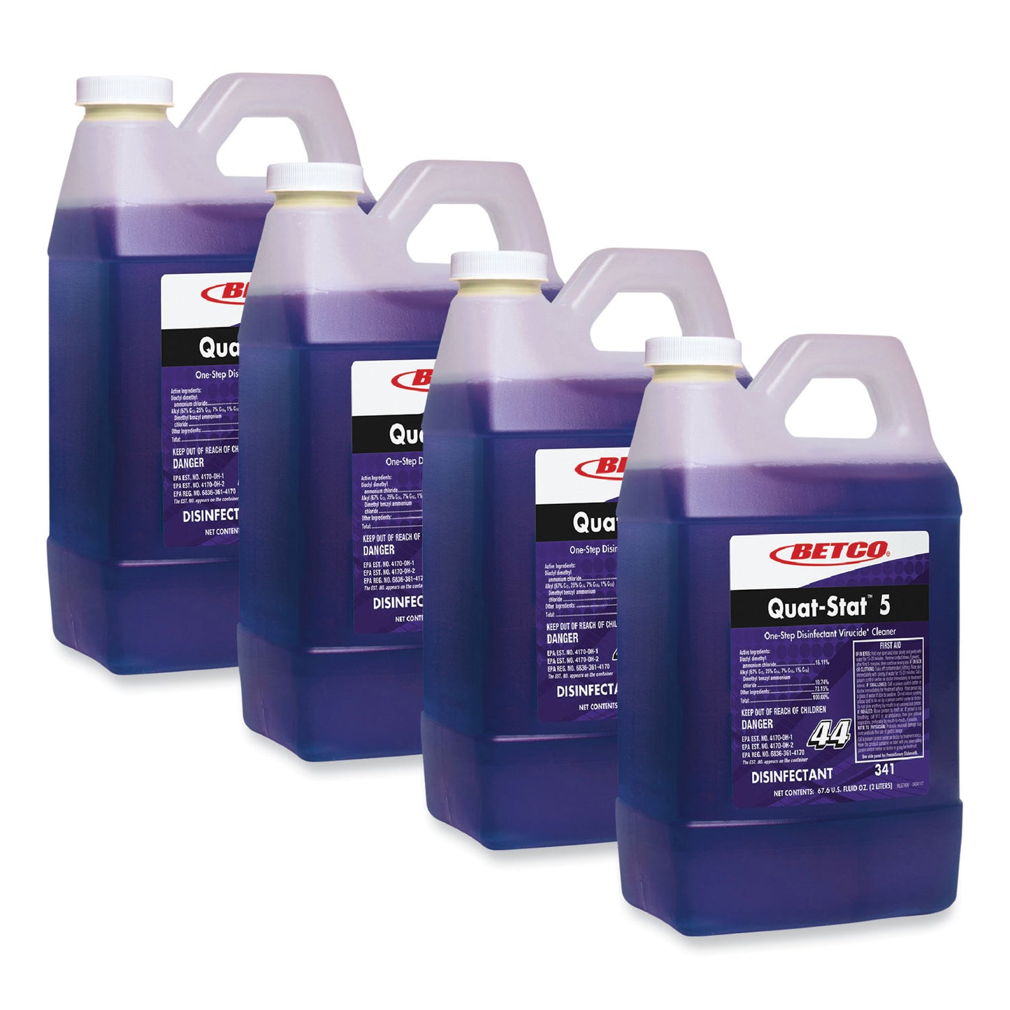 BET3414700 Quat-Stat 5 FastDraw Disinfectant, Lavender Scent, 2 L Bottle, 4/Carton