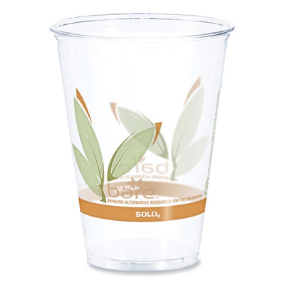 DCCRTP10DBARE Bare Eco-Forward RPET Cold Cups, 10 oz, Plastic, Leaf Design, 1,000/Carton