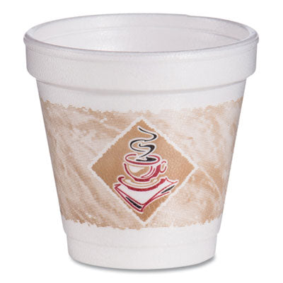 DCC4J4G ThermoGlaze Insulated Foam Cups Stock Prints, 4 oz, White/Beige/Red, 1,000/Carton
