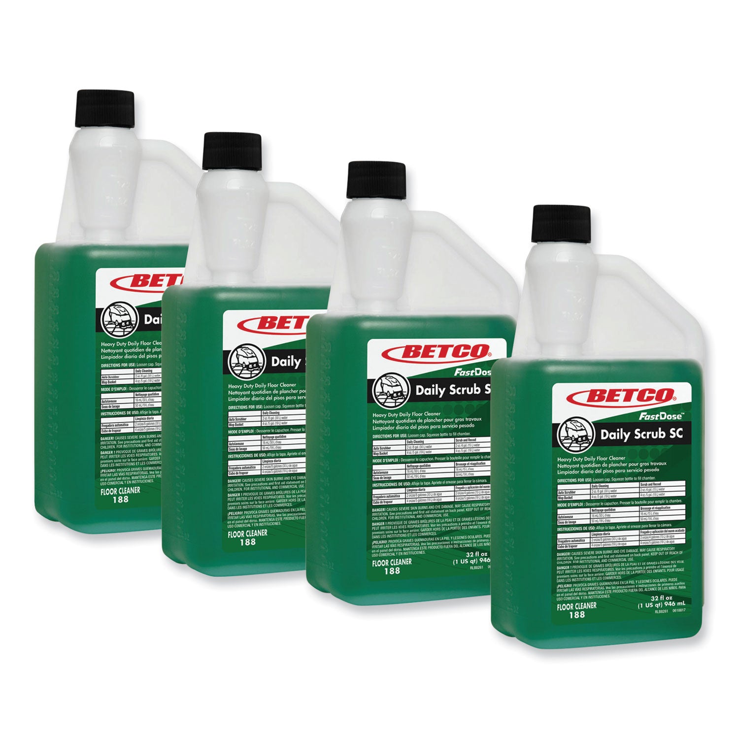 BET1884800 Daily Scrub SC Floor Cleaner, Characteristic Scent, 32 oz Bottle, 6/Carton Betco