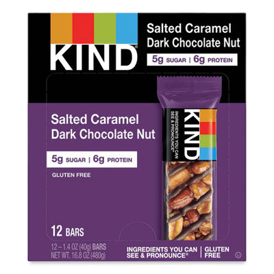 KND26961 Nuts And Spices Bar, Salted Caramel And Dark Chocolate Nut, 1.4 Oz, 12/pack