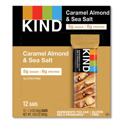 KND18533 Nuts And Spices Bar, Caramel Almond And Sea Salt, 1.4 Oz Bar, 12/box