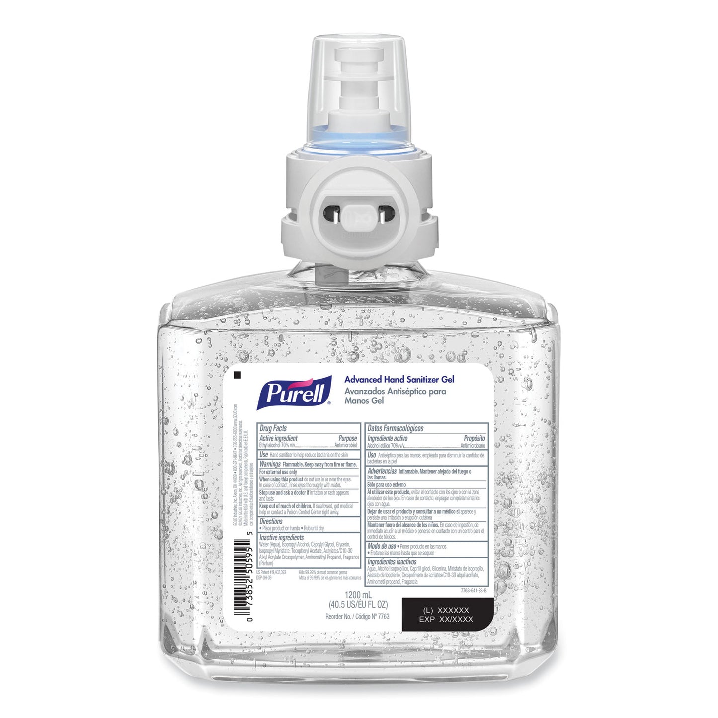GOJ776302 Advanced Hand Sanitizer Gel Refill, 1,200 mL, Clean Scent, For ES8 Dispensers, 2/Carton