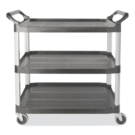 RCP4091GRA Xtra Utility Cart with Open Sides, Plastic, 3 Shelves, 300 lb Capacity, 20" x 40.63" x 37.8", Gray