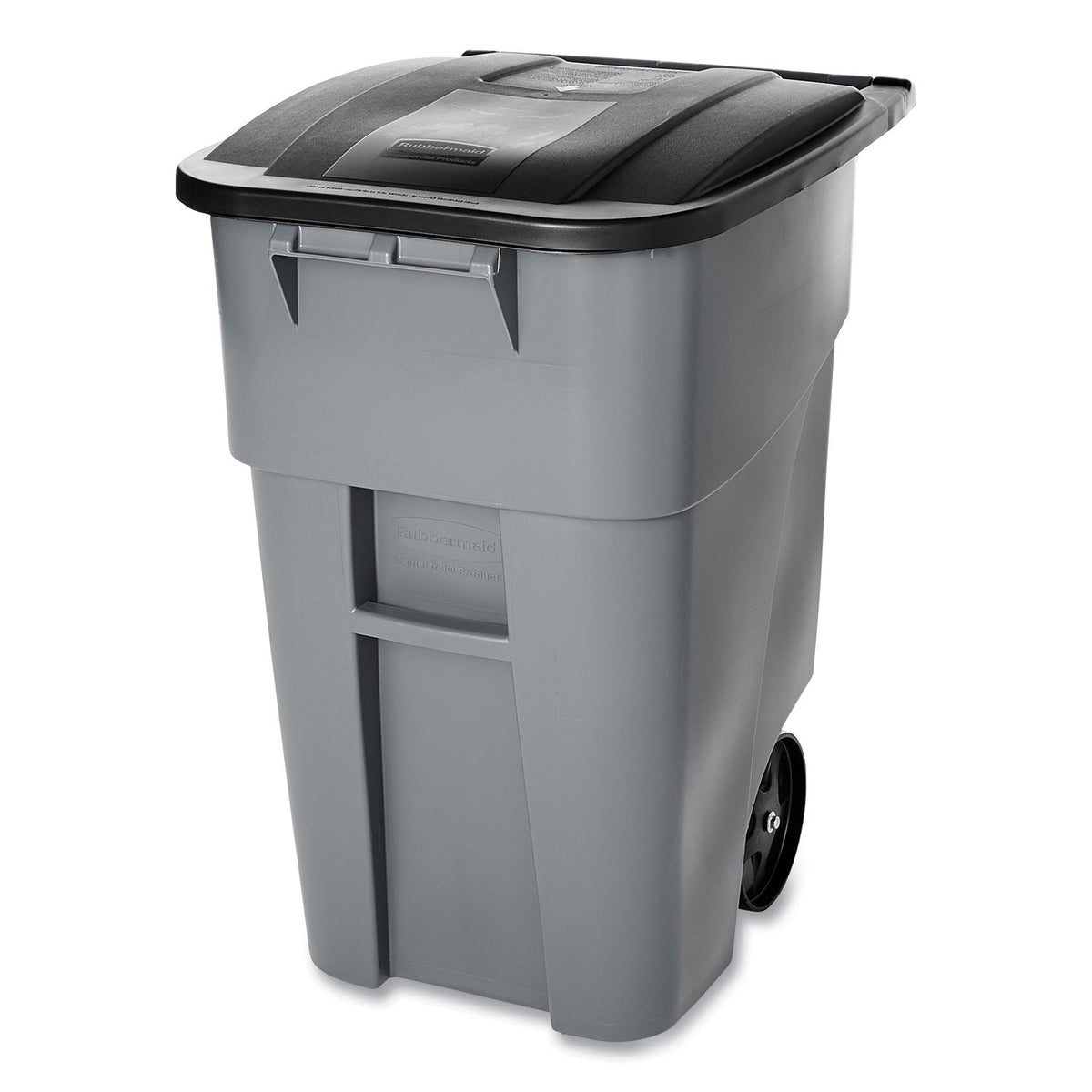 RCP9W27GY Rollout Container, 50 gal, Molded Plastic, Gray RUBBERMAID COMMERCIAL PROD.