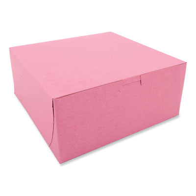 SCH0861 Pink One-Piece Non-Window Bakery Box, 9 x 9 x 4, Pink, Paper, 200/Carton