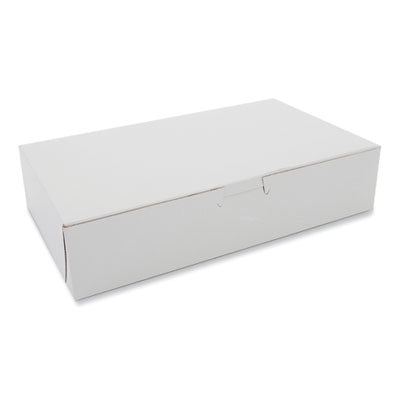 SCH0967 White One-Piece Non-Window Bakery Boxes, 10 x 6 x 2.25, White, Paper, 250/Carton