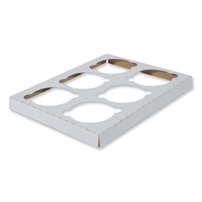 SCH1010 Cupcake Holder Inserts, 6-Cupcake Holder, 8.87 x 6.87 x 0.75, White, Paper, 200/Carton
