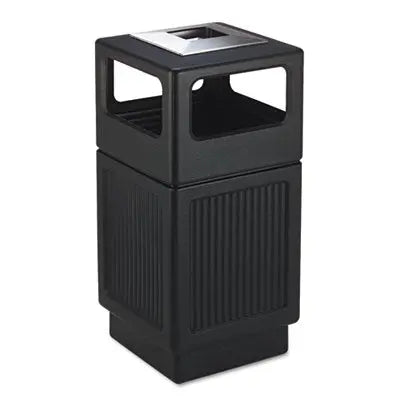 SAF9477BL Canmeleon Recessed Panel Receptacles, 38 gal, Polyethylene, Black SAFCO PRODUCTS
