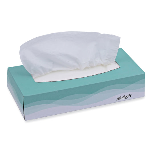 WIN2360 Facial Tissue, Flat Pop-Up Box, 2-Ply, White, 100 Sheets/Box, 30 Boxes/Carton