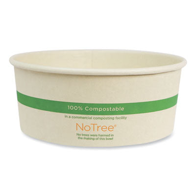WORBONT24W No Tree Wide Paper Bowls, 24 oz, 5.9" Diameter x 2.4" h, Natural, Sugarcane, 300/Carton