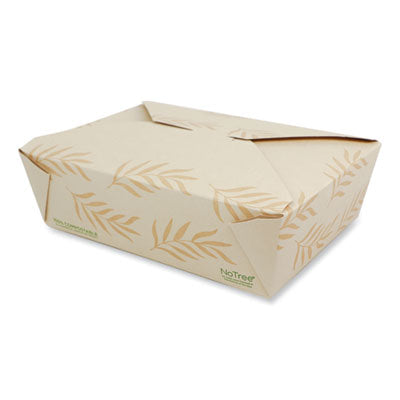WORTONT3 No Tree Folded Takeout Containers, 65 oz, 6.25 x 8.7 x 2.5, Natural, Sugarcane, 200/Carton