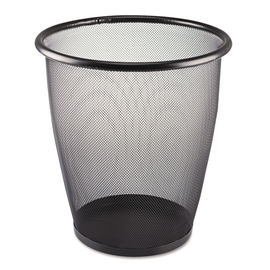 SAF9717BL Onyx Round Mesh Wastebaskets, 5 gal, Steel Mesh, Black
