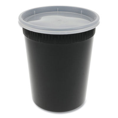 PCTYSD2532B Newspring DELItainer Microwavable Container, 32 oz, 4.55 x 4.55 x 5.55, Black/Clear, Plastic, 240/Carton