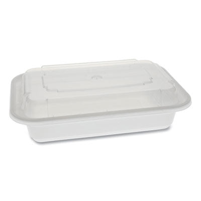 PCTNC8168 Newspring VERSAtainer Microwavable Containers, Rectangular, 16 oz, 5 x 7.25 x 2, White/Clear, Plastic, 150/Carton