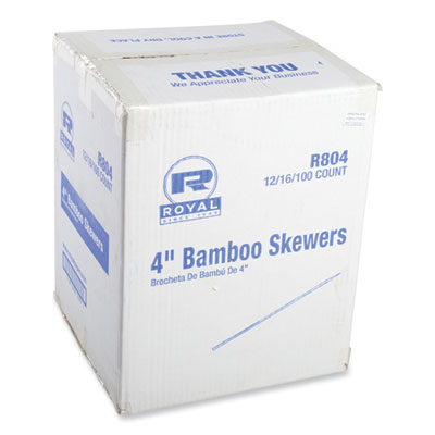 RPPR804 Bamboo Skewers, Paper, 4", Natural, 19,200/Carton
