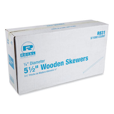 RPPR831 Wooden Skewers, 5.5", Natural, 1,000/Box, 5 Boxes/Carton