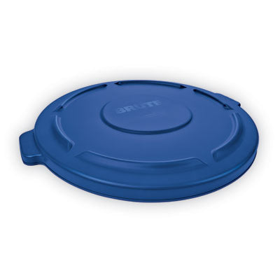 RCP263100BE BRUTE Self-Draining Flat Top Lids for 32 gal Round BRUTE Containers, 22.25" Diameter, Blue RUBBERMAID COMMERCIAL PROD.