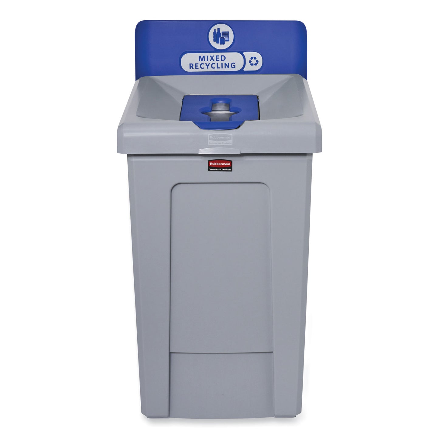 RCP2171557 Slim Jim Recycling Station 1-Stream, Mixed Recycling Station, 33 gal, Resin, Gray
