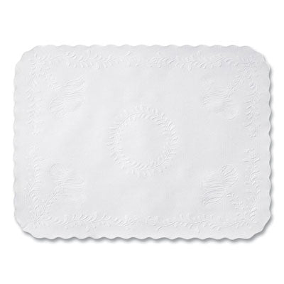 HFMTC8704462 Scalloped Edge Traymat, Anniversary Embossed Surface, 19" x 14", White, 2,000/Carton