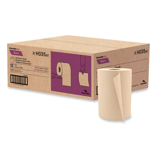 CSDH035 Select Hardwound Roll Towels, 1-Ply, 7.88" X 350 Ft, Natural, 12 Rolls/carton