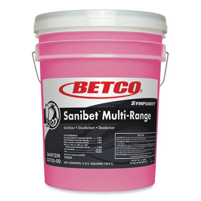 BET2370500 Symplicity Sanibet Multi-Range Sanitizer Disinfectant Deodorizer, 5 gal Pail BETCO CORPORATION
