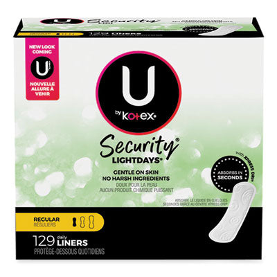 KCM49060 U by Kotex Security Lightdays Liners, Unscented, 129/Pack KIMBERLY CLARK