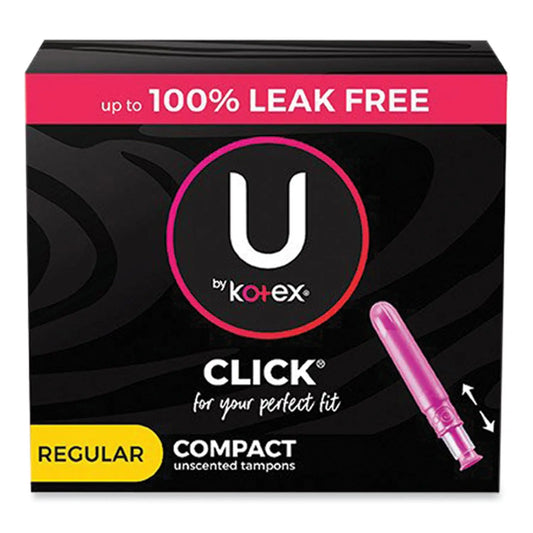 KCM51583 U by Kotex Click Compact Tampons, Regular, 32/Pack Kotex