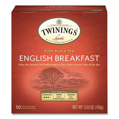 TWG78221 Tea Bags, English Breakfast, 3.53 oz, 50/Box TWININGS NORTH AMERICA INC
